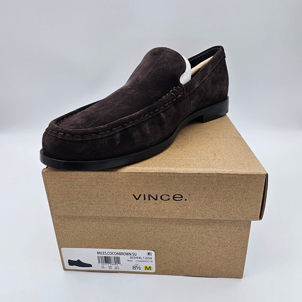 Vince Men's Miles Suede Moccasin-style Loafer Slip On Shoes Cocoa Brown 8.5M - Picture 8 of 11